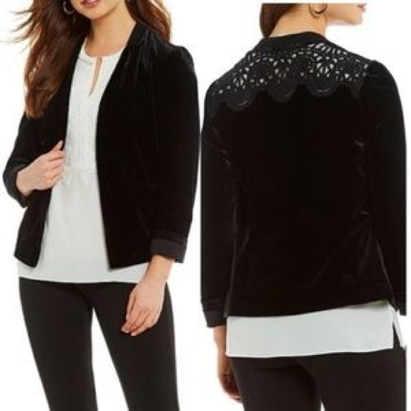 Mika Mendel Velour Open Front Blazer with Crochet detail XS - Picture 11 of 11